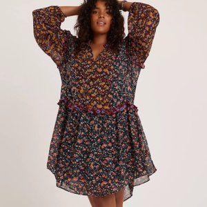 Anthropologie Black Floral Dress